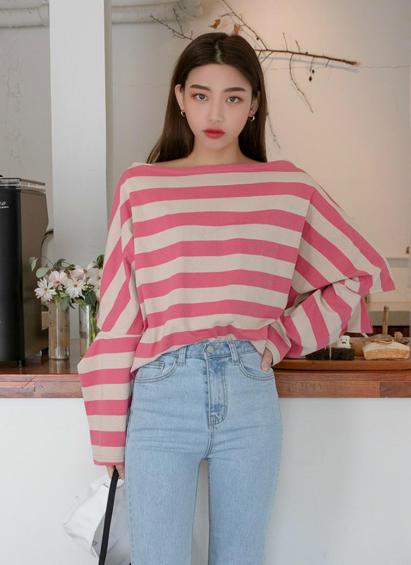 ワイドボーダースリットスリーブTシャツ