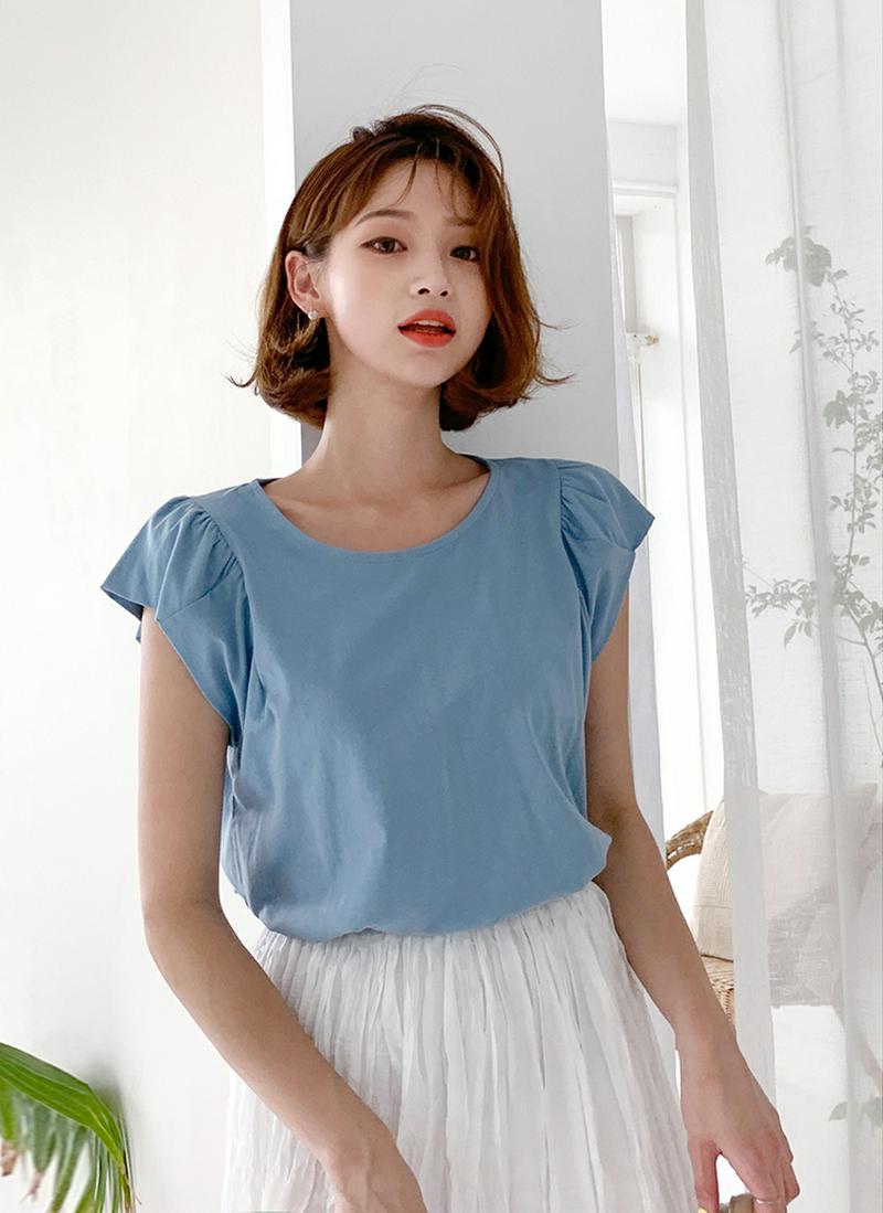 ギャザースリーブTシャツ・全3色