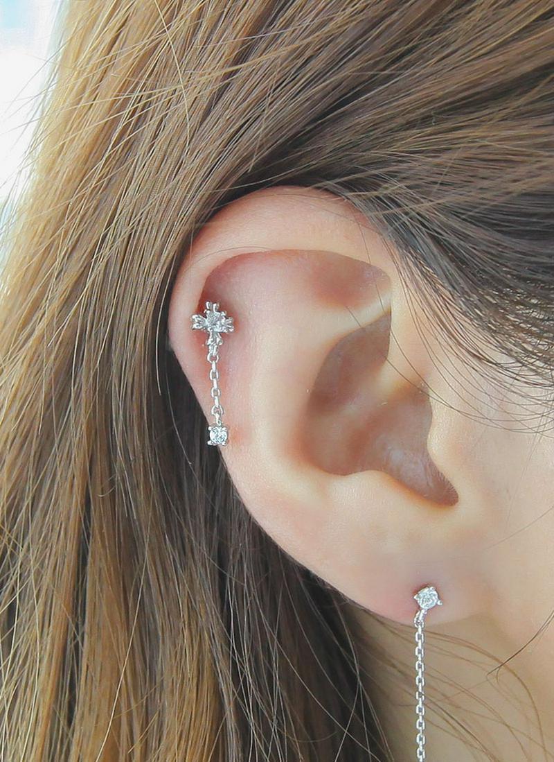 キュービックドロップミニピアス