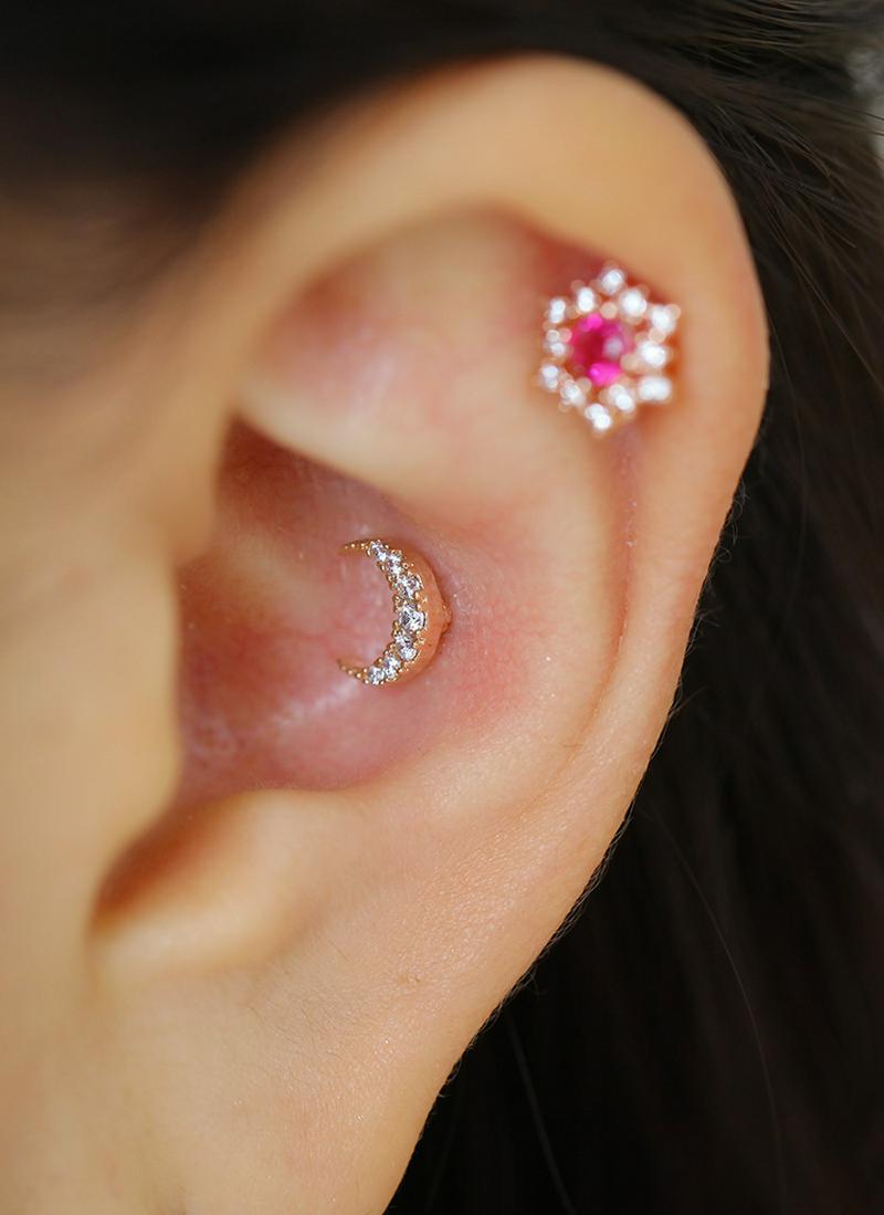 キュービックムーンミニピアス