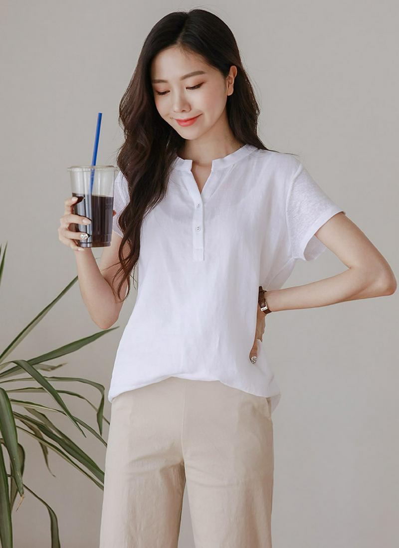 スキッパーヘンリーネックTシャツ