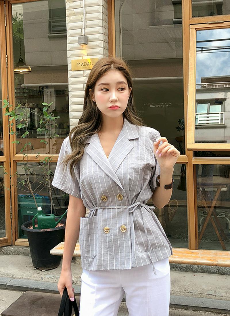 ストラップ付ストライプジャケット