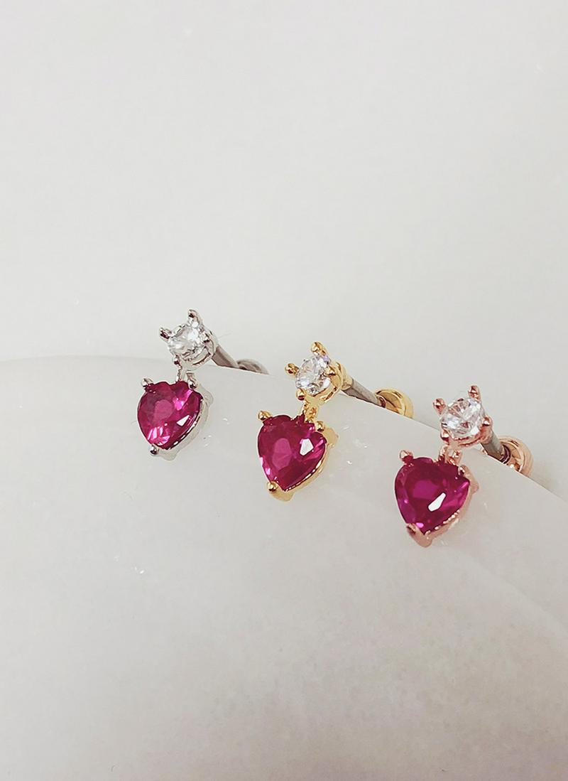 ハートキュービックドロップピアス