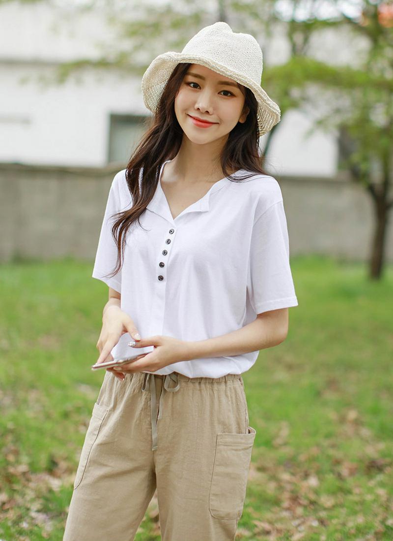 カジュアルボタンTシャツ