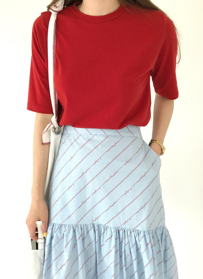 デイリーアクリル混ラウンドTシャツ