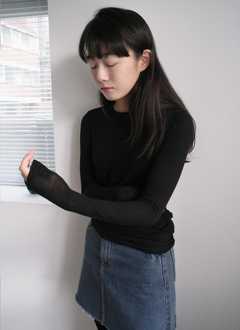 テンセルブレンド長袖デイリーTシャツ