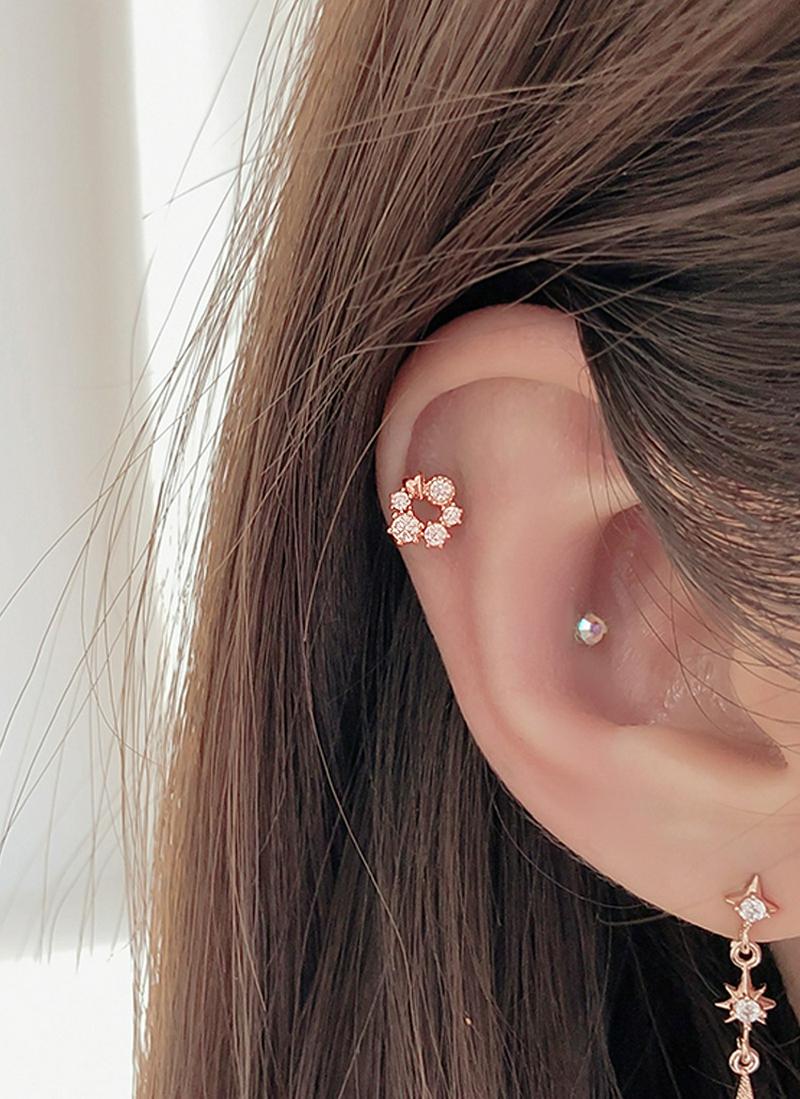 ミニハートキュービックモチーフピアス