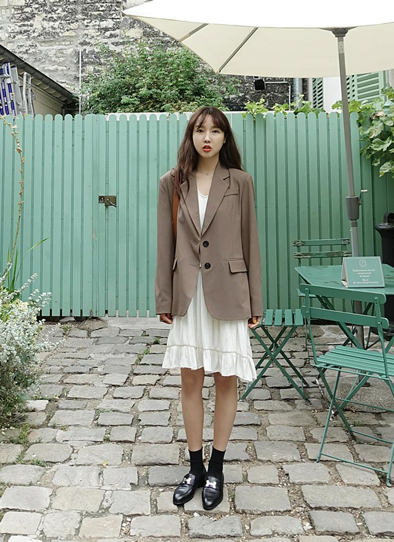 2ボタンテーラードジャケット(ブラウン)