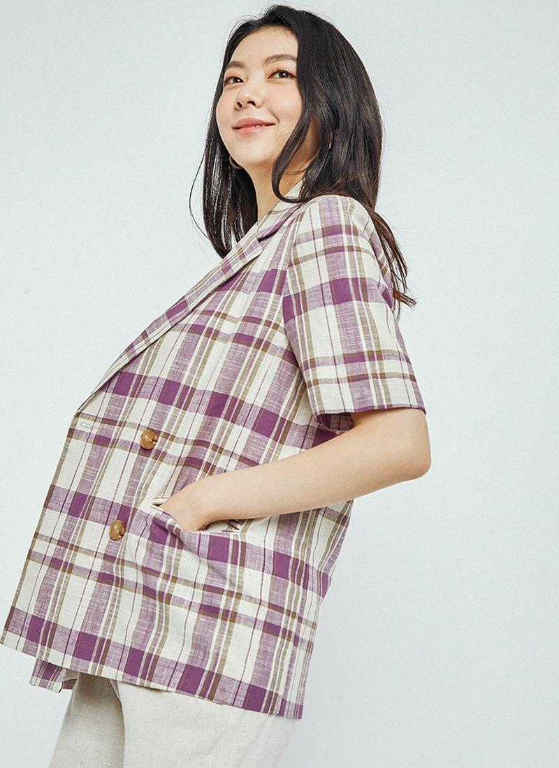 リネン混ダブルジャケット