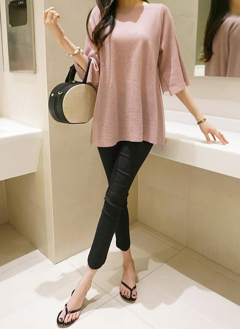 スリットスリーブボートネックニット