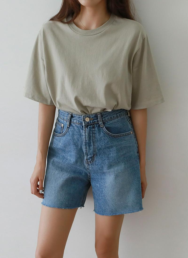 クロップドハーフコットンTシャツ