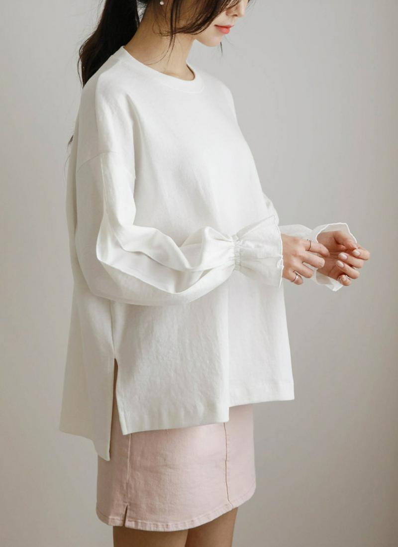 テンセル混ベルスリットTシャツ