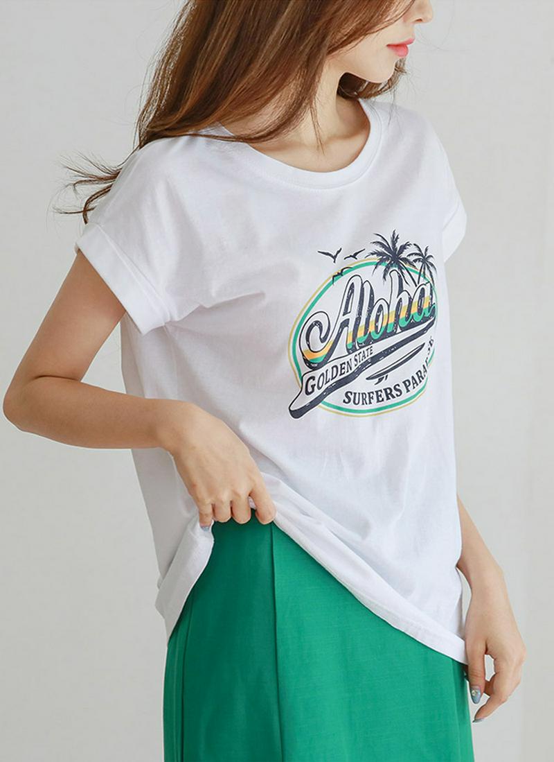 AlohaプリントTシャツ