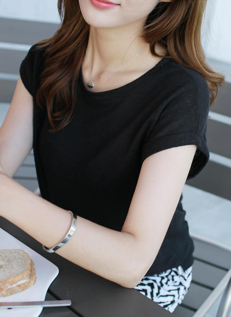 ロールアップリネンショートスリーブTシャツ