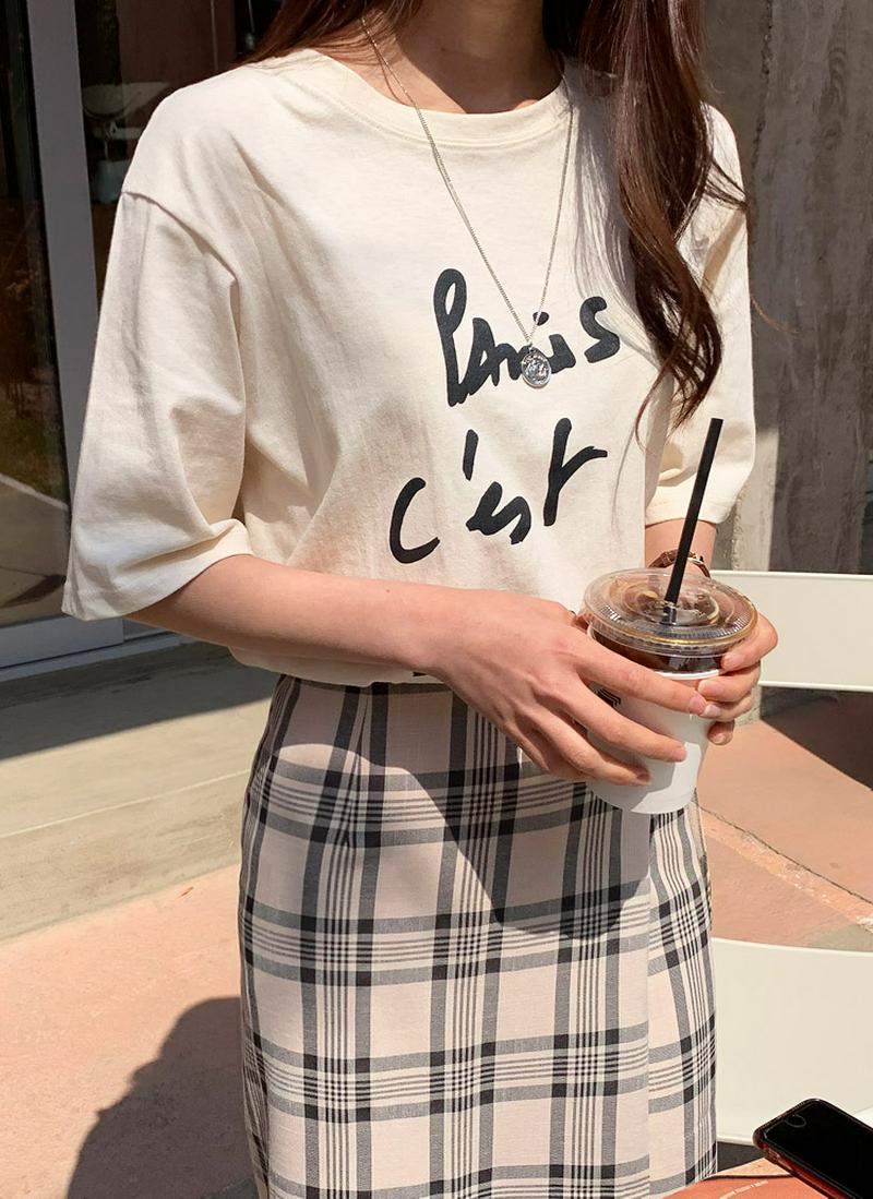 PARIS半袖コットンTシャツ