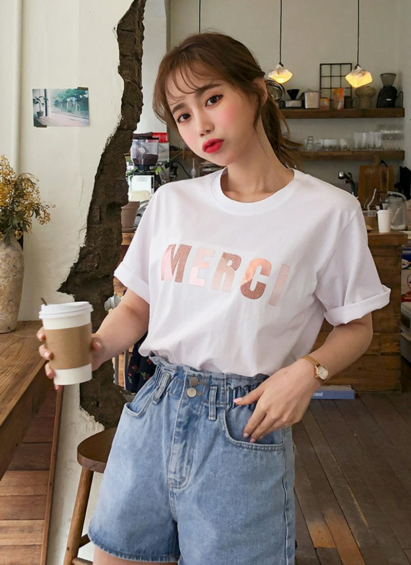 グリッターレタリング半袖Tシャツ