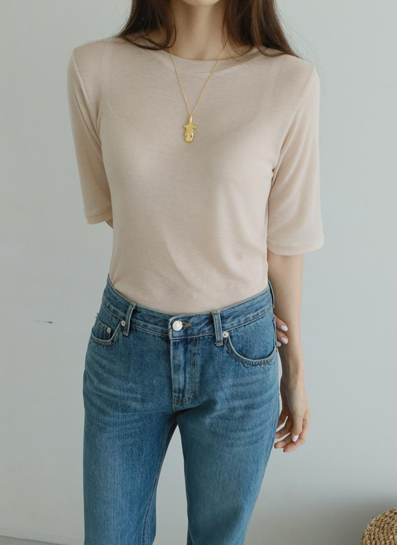 ウールテンセル混ハーフTシャツ