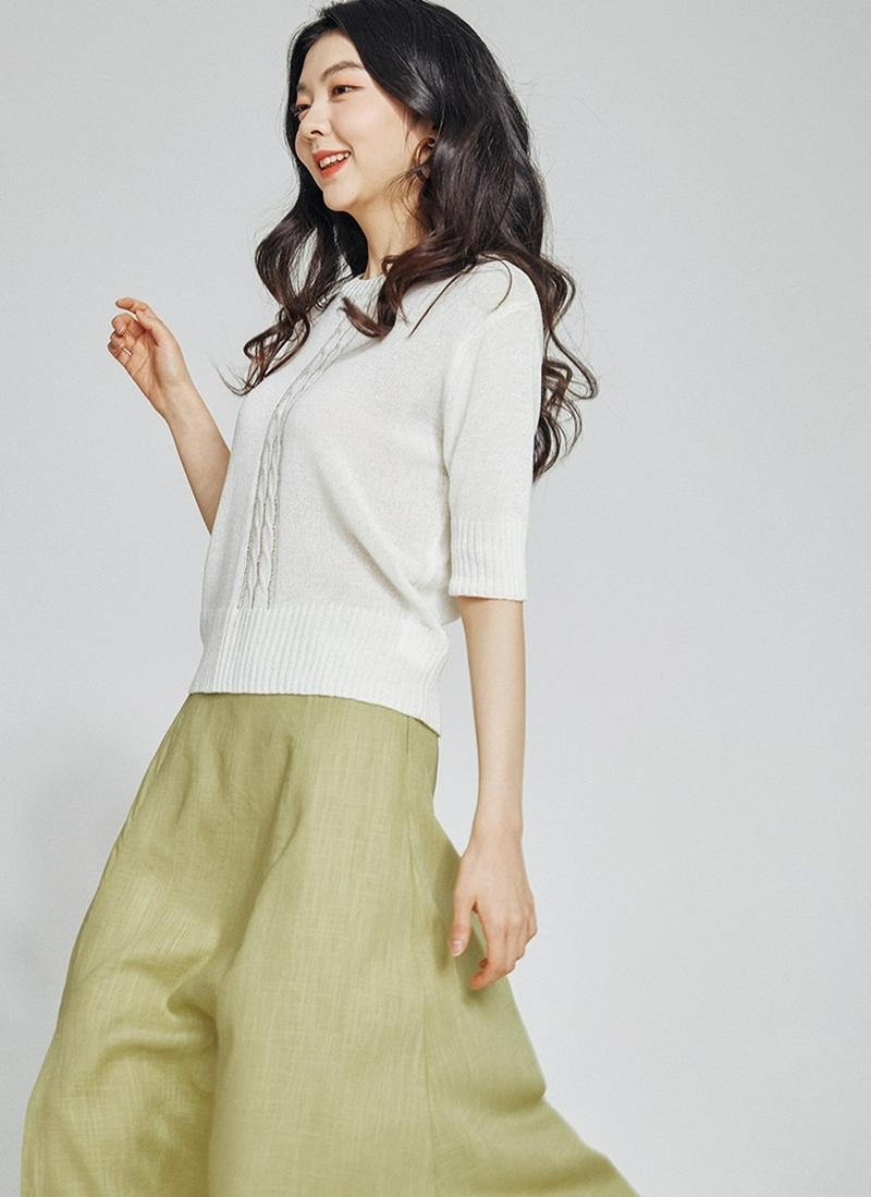 ダブルツイストライン半袖ニット