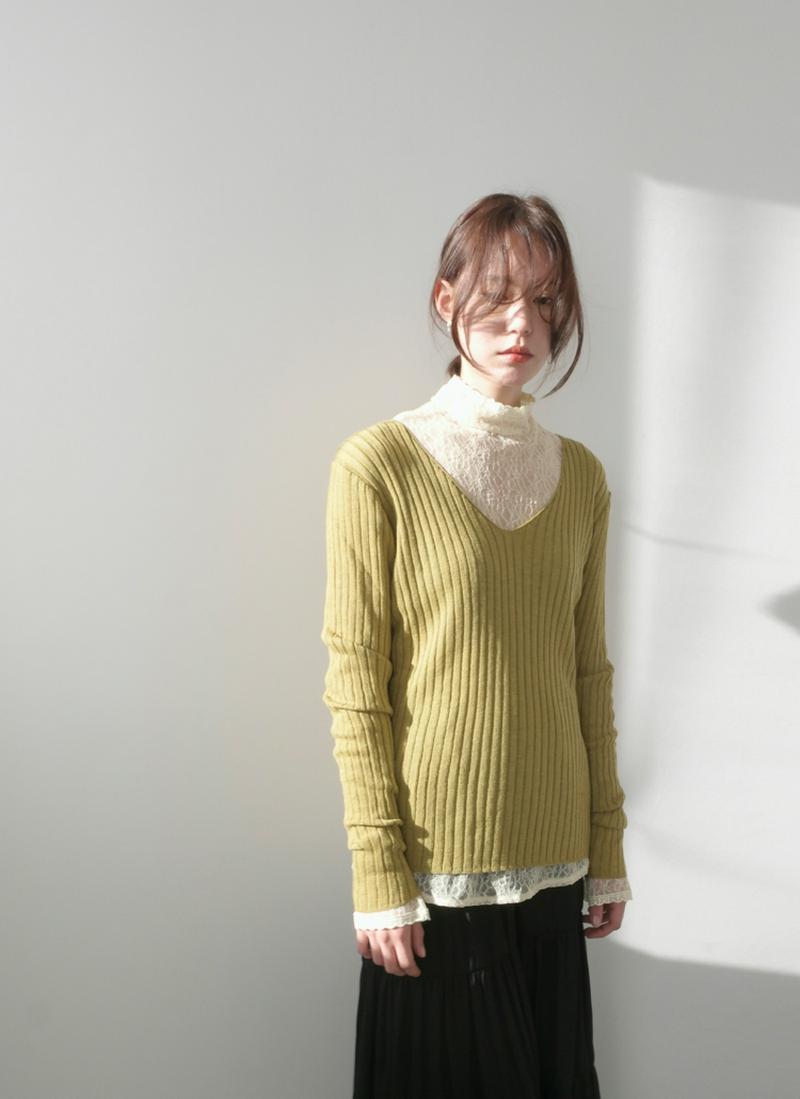 スリムフィットVネックニット