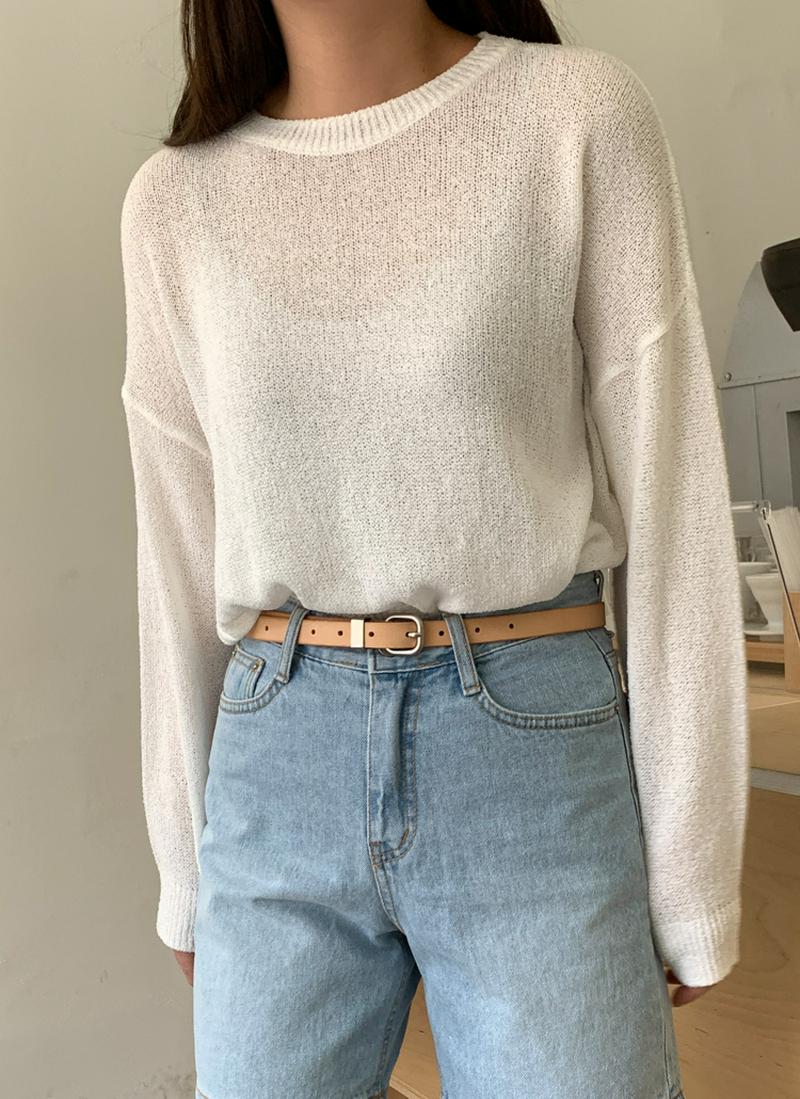 ドロップショルダーシアーニット