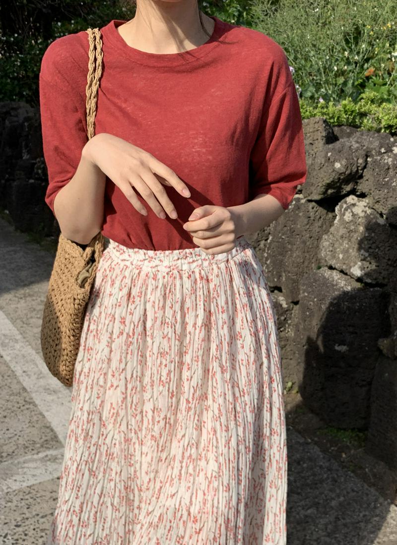 リネンブレンドライト半袖Tシャツ