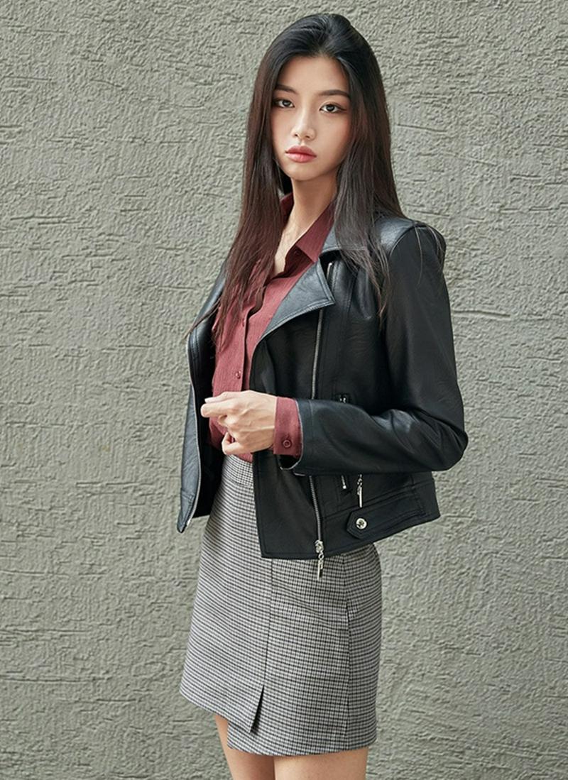 フェイクレザーダブルライダースジャケット