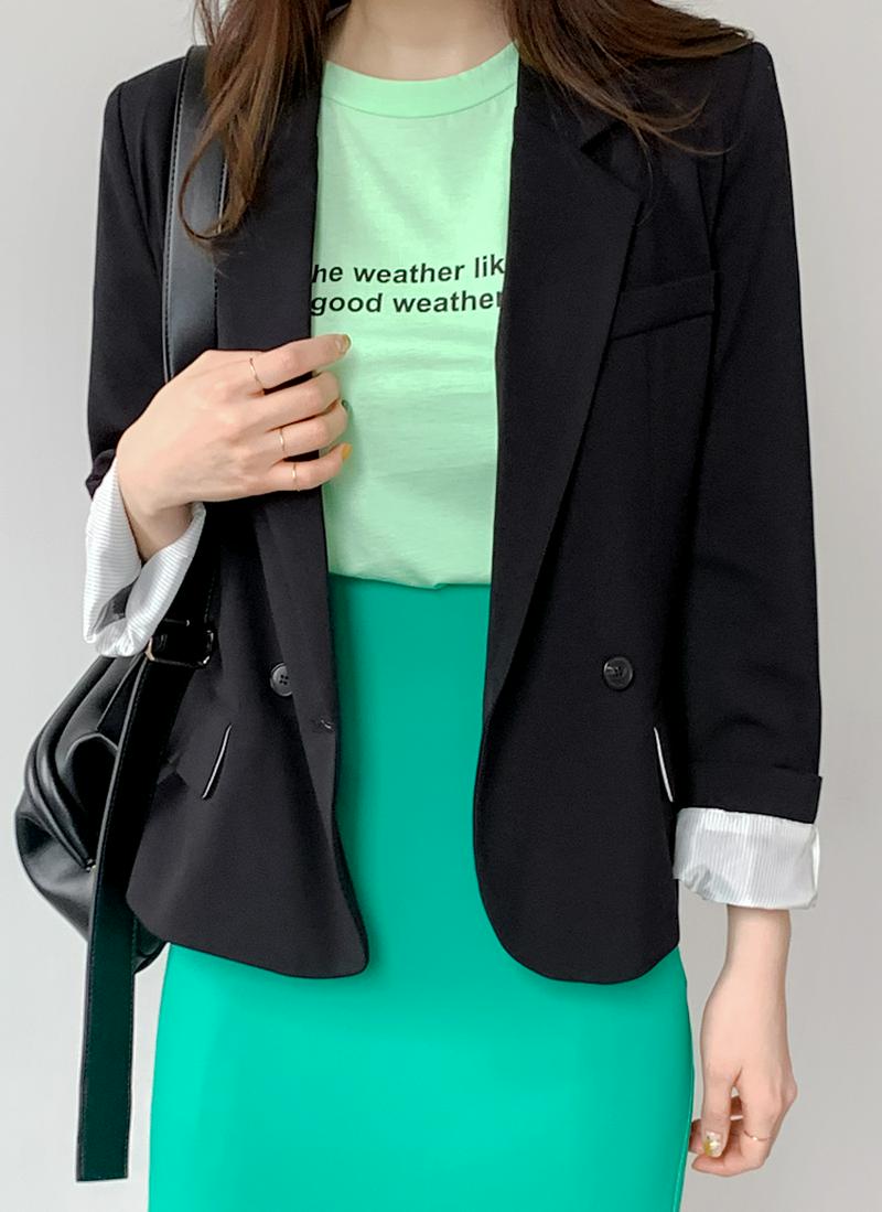 テンセル混ショートジャケット