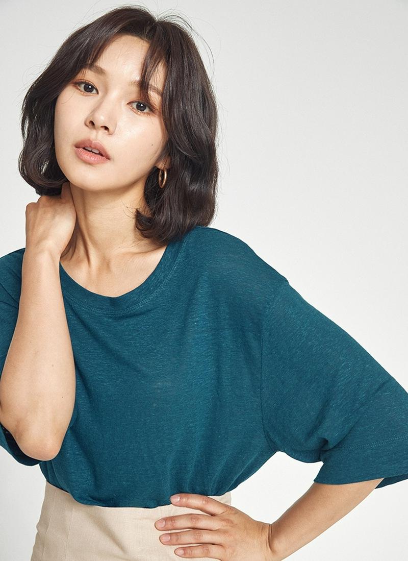 ルーズフィットリネンミックスTシャツ