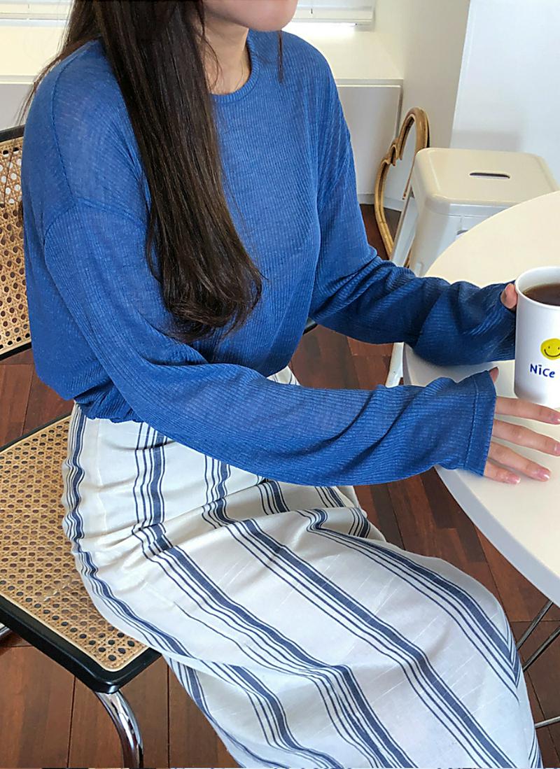 ドロップショルダーリブTシャツ