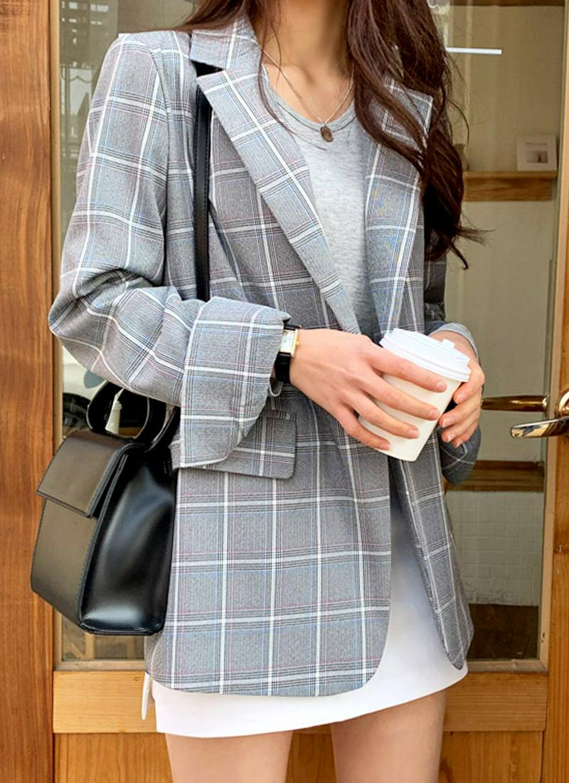 ソフトカラーチェックジャケット