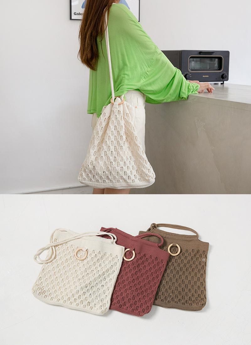 パターンニット巾着バック