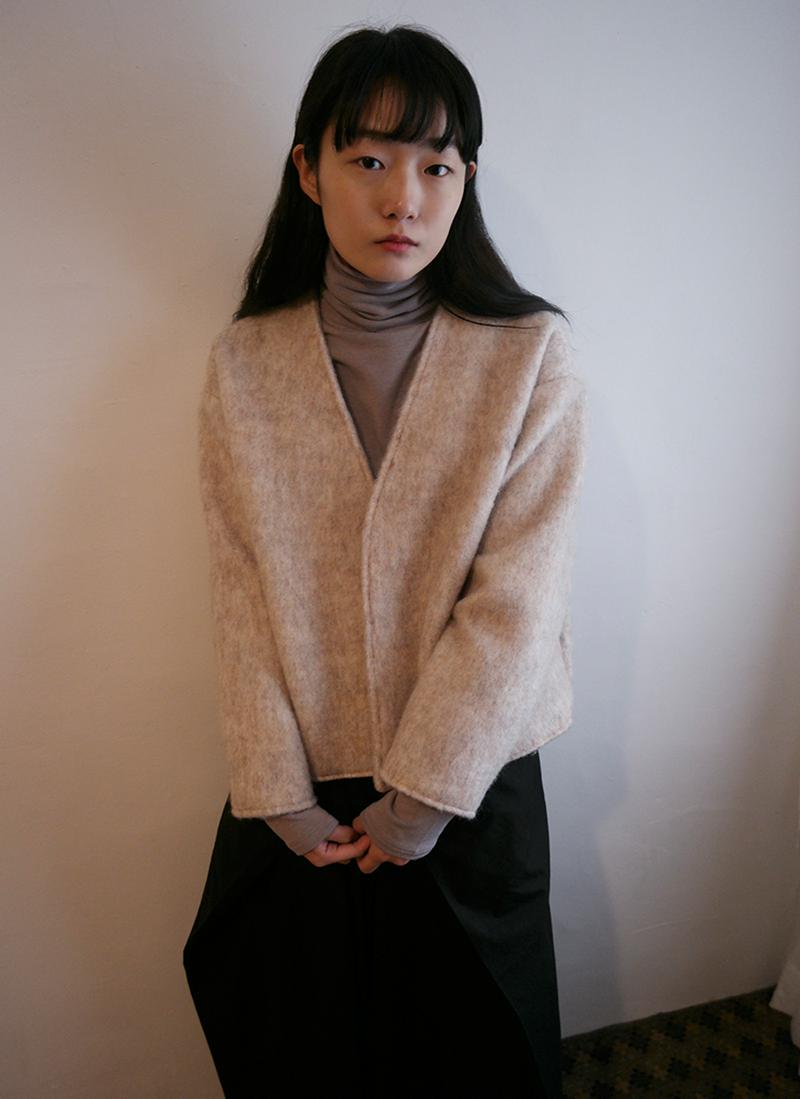 ウールブレンドノーカラージャケット