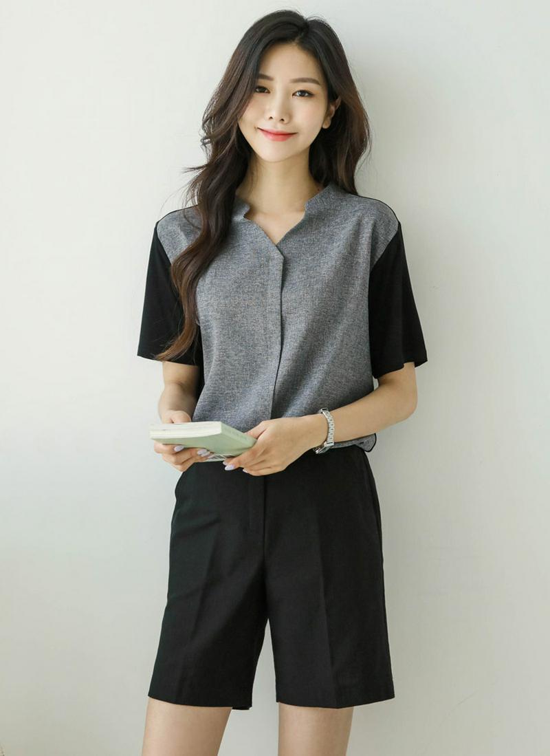 カラーブロックスキッパーシャツ