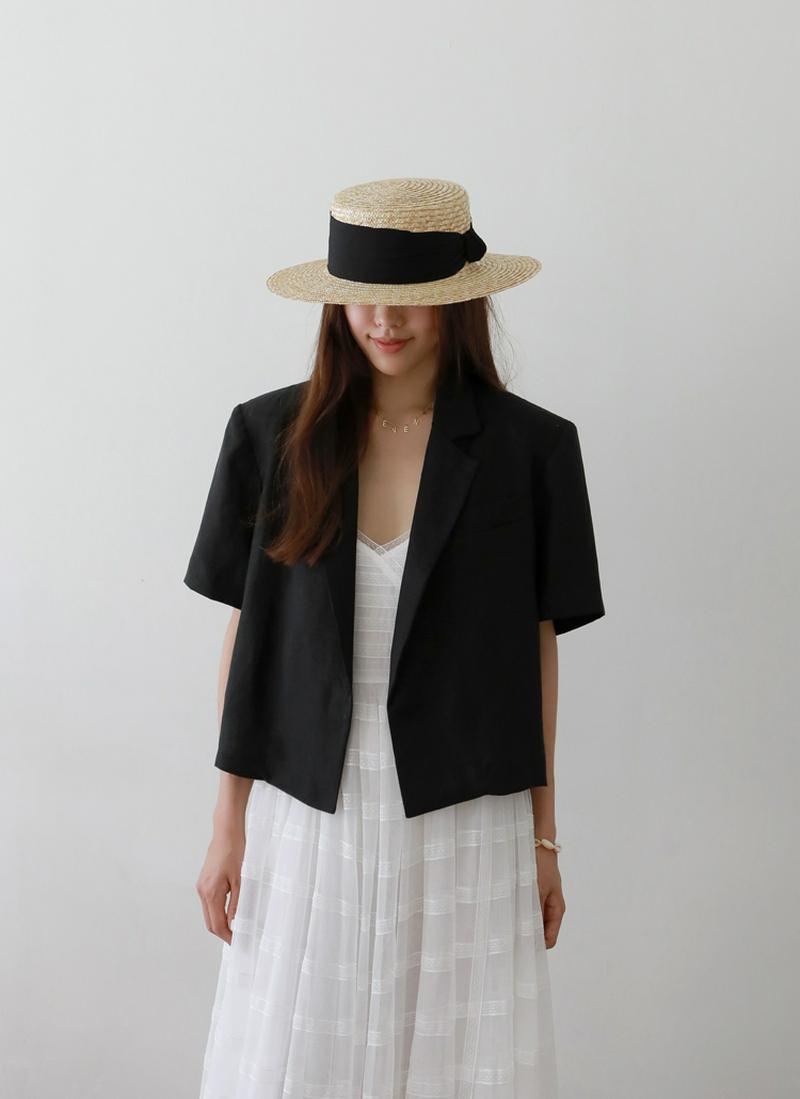 クロップドリネン混ジャケット