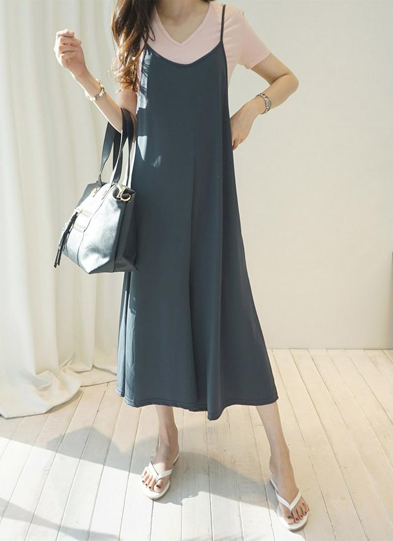 VネックTシャツSETジャンプスーツ