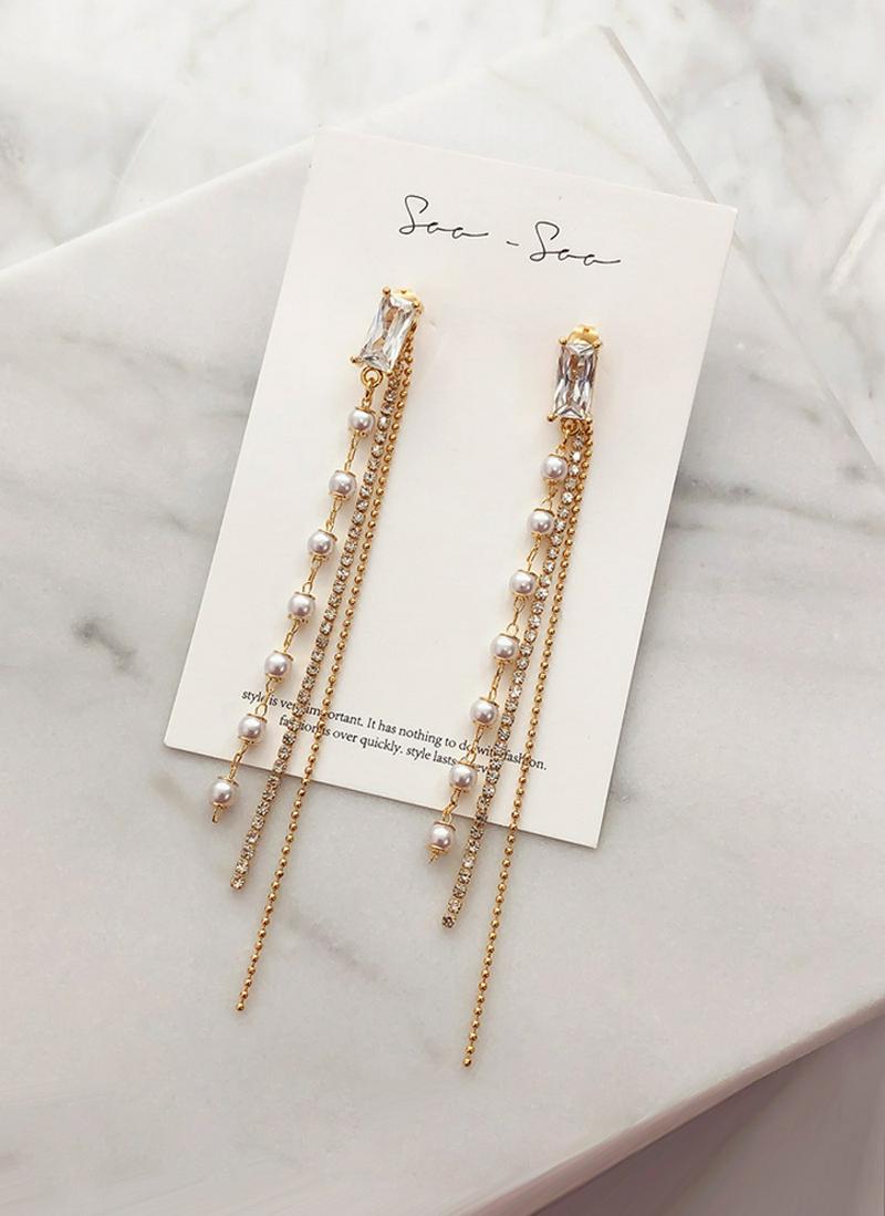 ロングドロップチェーンピアス