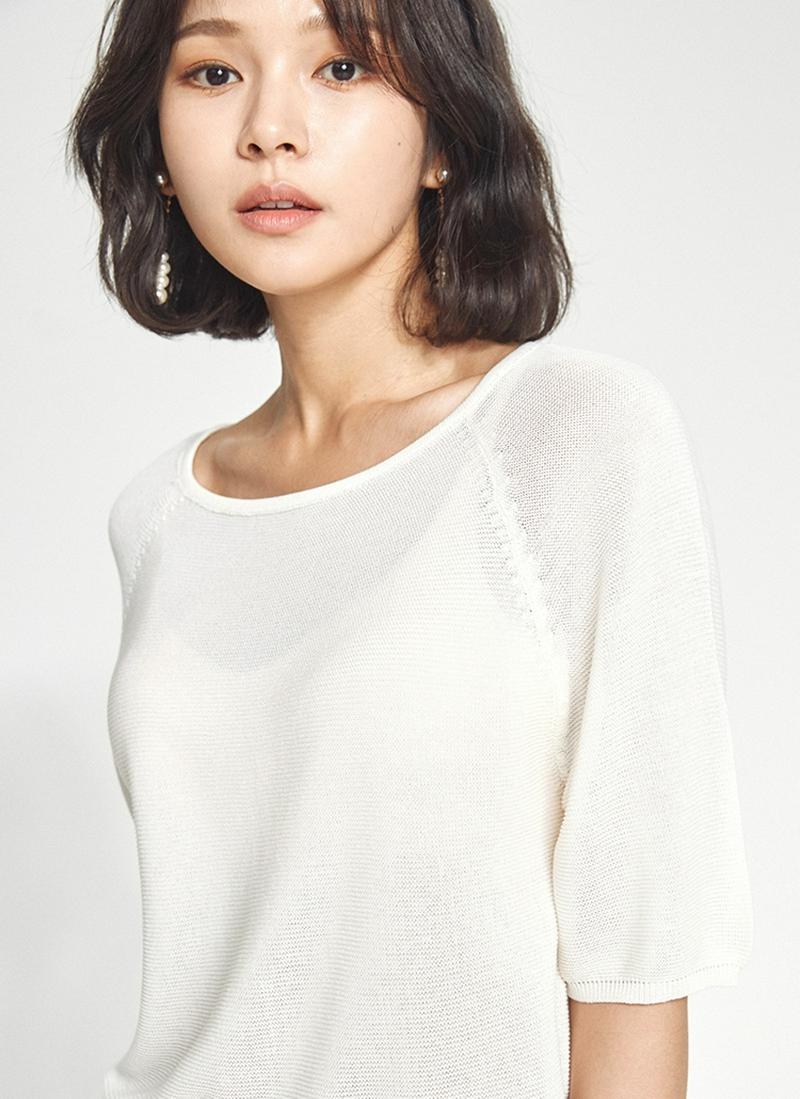 ハーフスリーブラグランニット