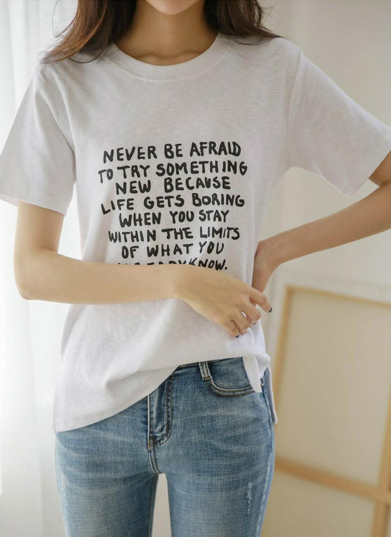 neverレタリング半袖Tシャツ