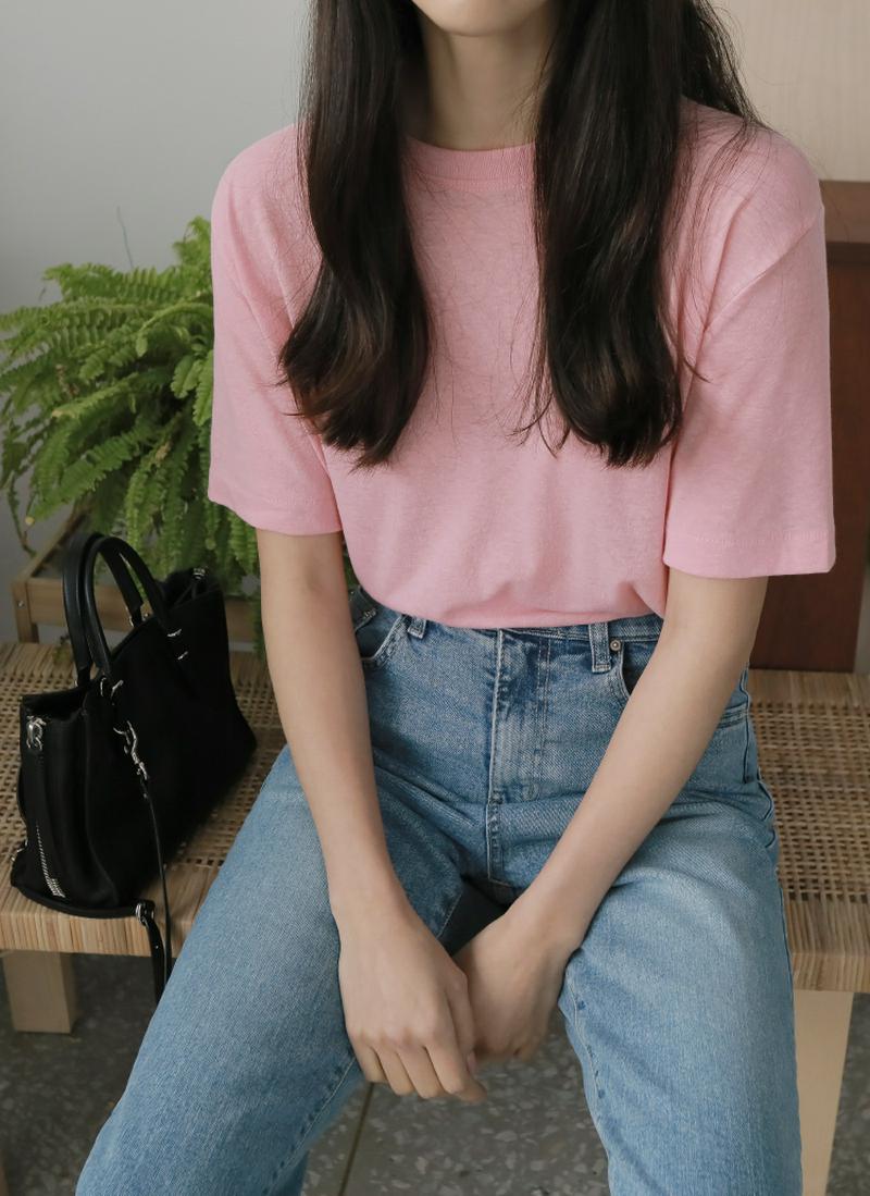 コットンブレンドラウンドネックTシャツ