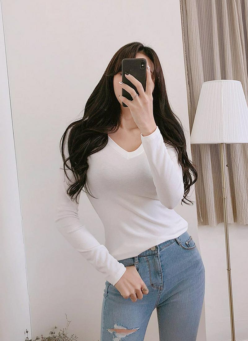 ベーシックVネックロングTシャツ