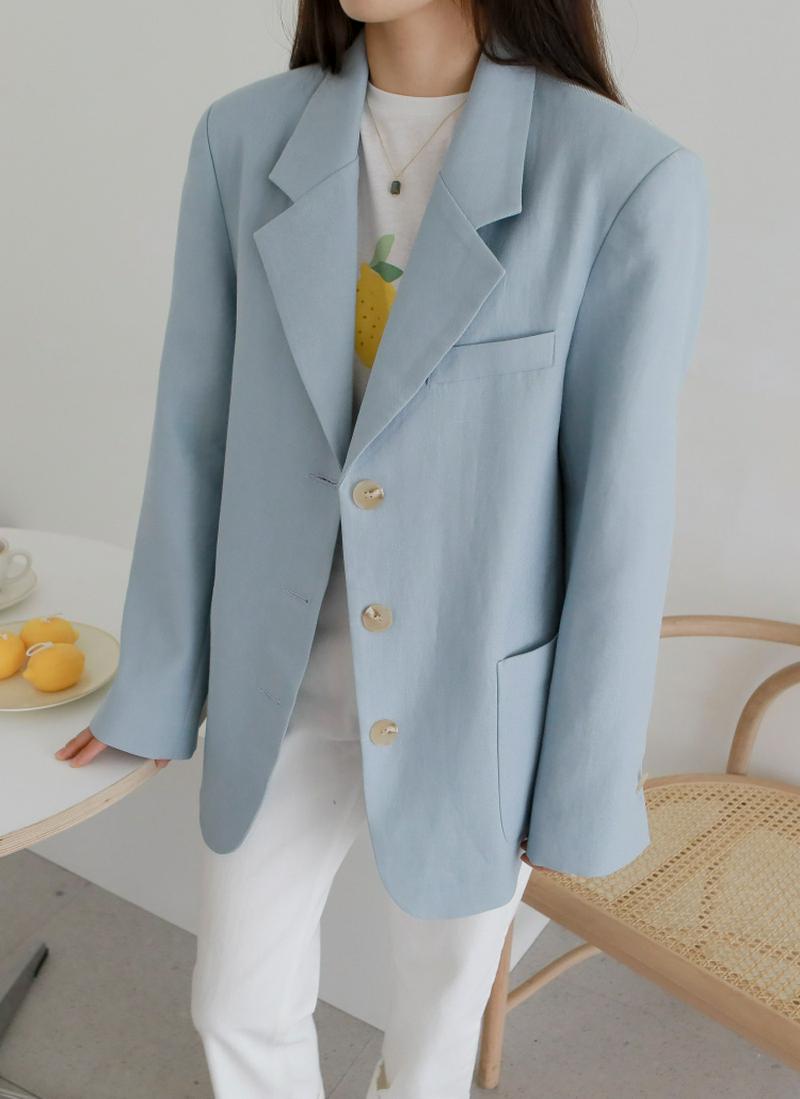 スリーボタンリネンジャケット