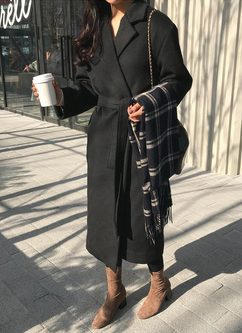 ストラップ付フライフロントロングコート