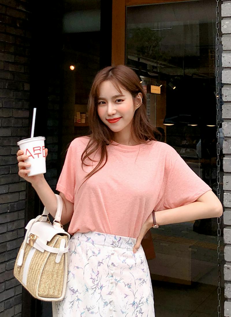 リネンカラーリング半袖Tシャツ