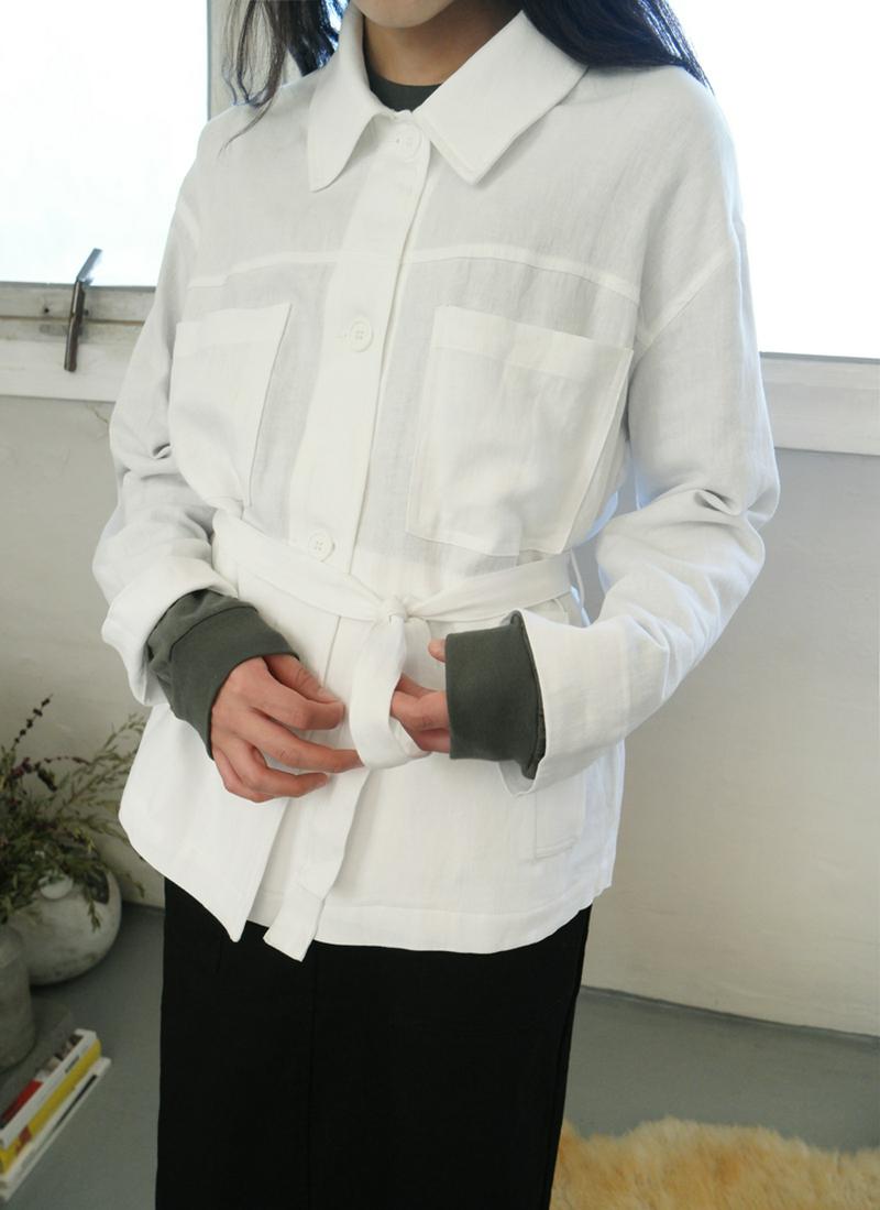ストラップリネンコットンジャケット