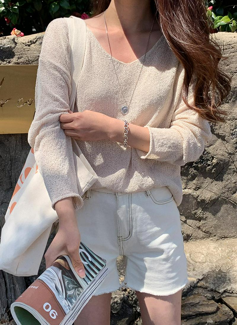 ロールヘムサマーニット