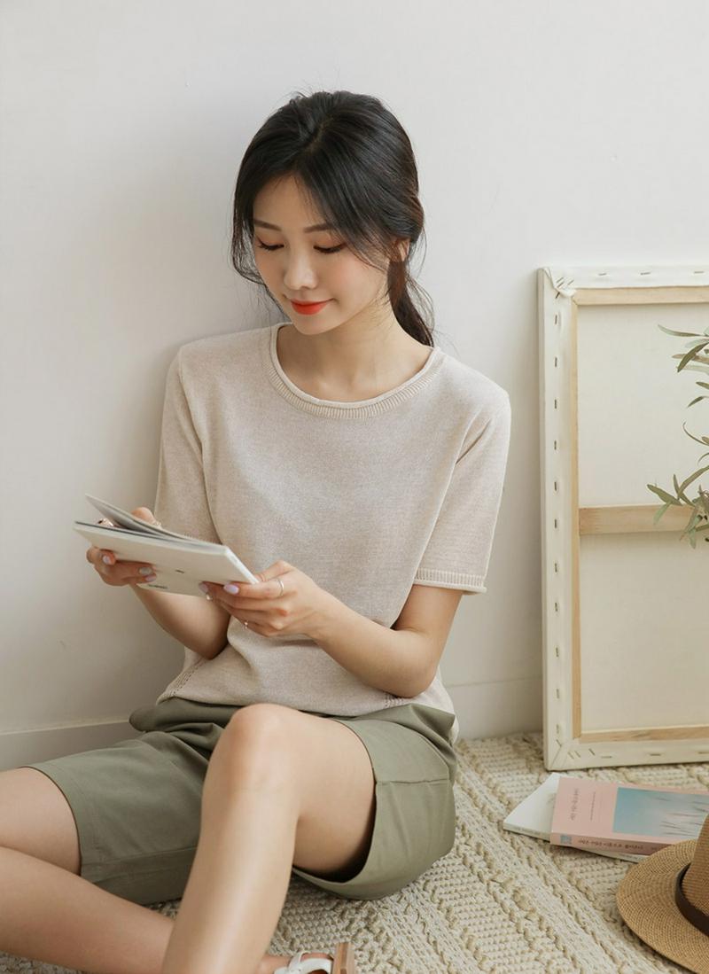 ロールヘムパンチングラインサマーニット