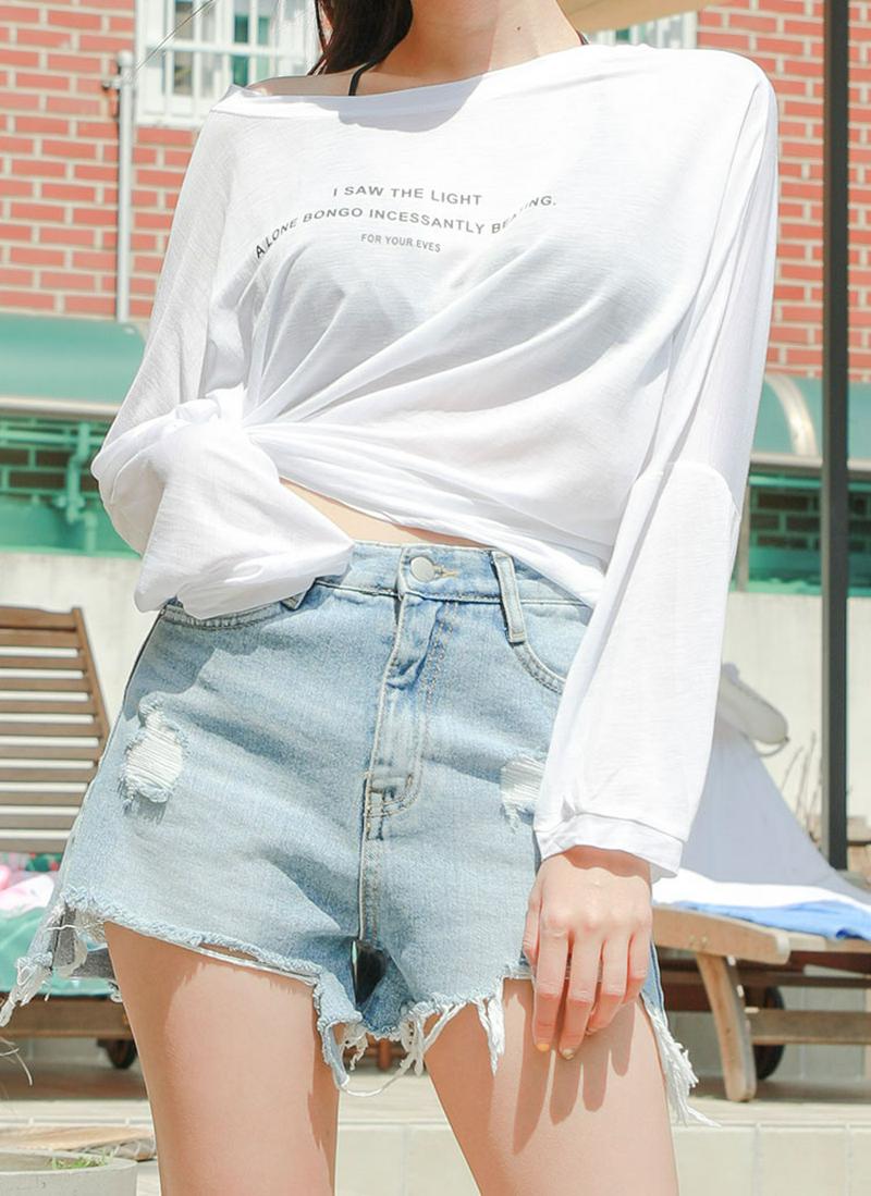 ドロップショルダーレタリングロングTシャツ