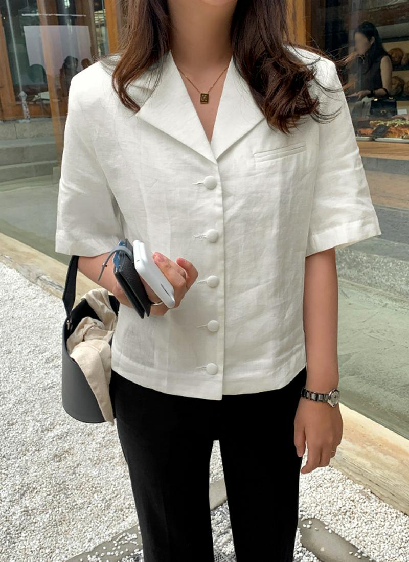 半袖くるみボタンジャケット