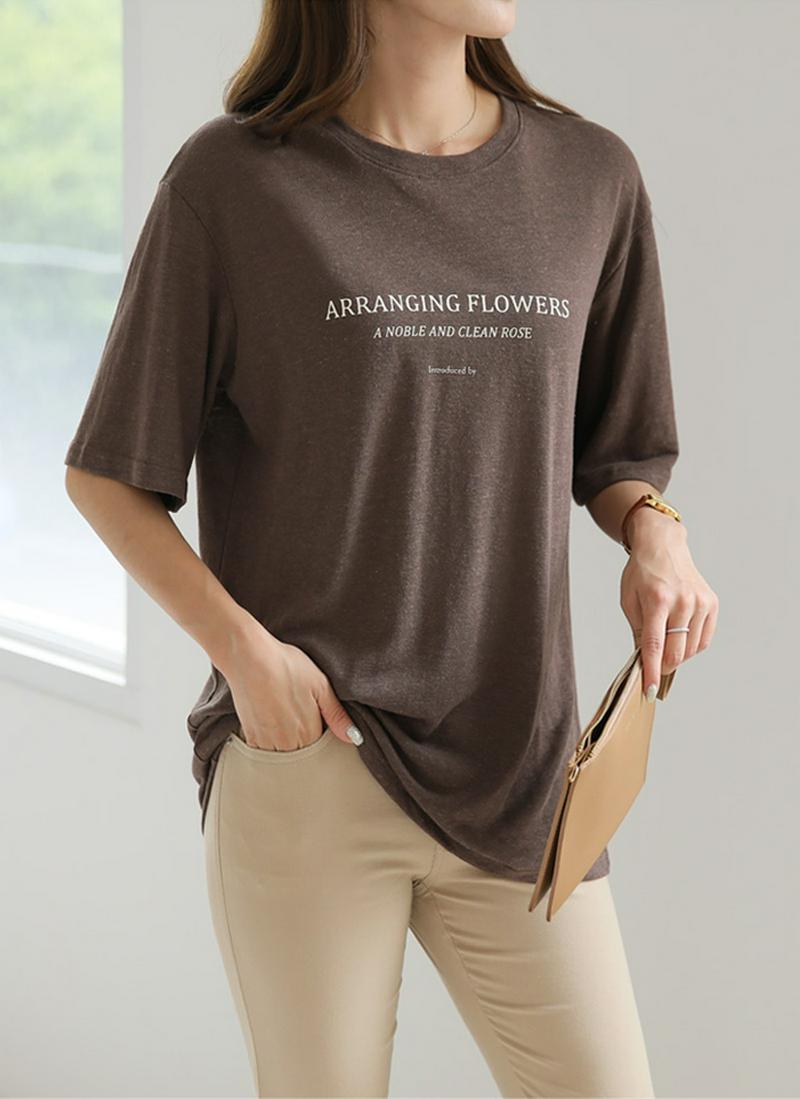 レタリングリネン混Tシャツ