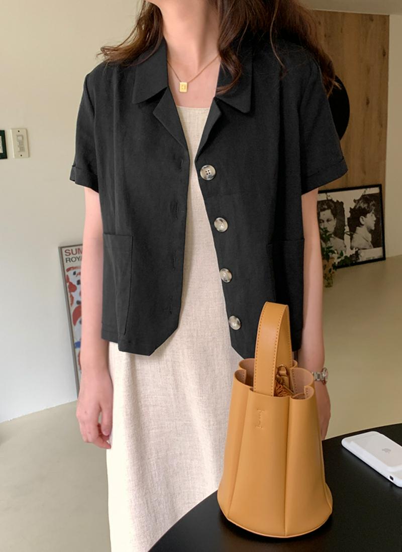 リネンブレンドシングルジャケット